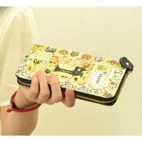 Fashion Women's Cluth Wallet With Print and Zipper Design